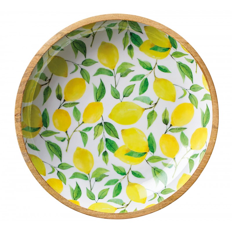 Plat de Service Coupe Bois de Manguier et Résine Citrons Jaunes 35x6 cm -N - Zassenhaus