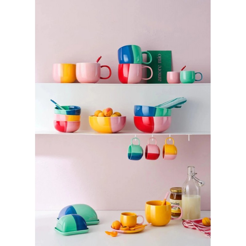 Joy Bol Blueberry Smoothie en Porcelaine Email Brillant Bleu et Vert 11 cm  - ASA Selection