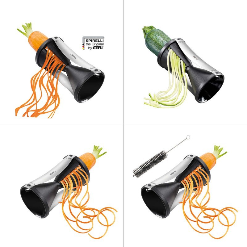 Spirelli Taille Spaghetti de Légumes Manuel 2 Epaisseurs avec Brosse Nettoyage - Gefu