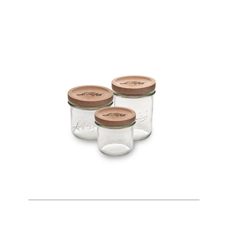 Bocal de Conservation Hermétique en Verre Couvercle en Bois 255 ml  - Le Parfait