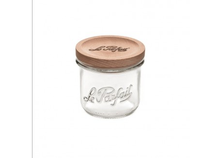 Bocal de Conservation Hermétique en Verre Couvercle en Bois 425 ml  - Le Parfait