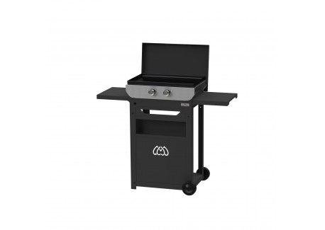 Plancha Électrique Original Fonte Emaillée 260 Duo Noire 60x40 cm + Desserte - Le Marquier