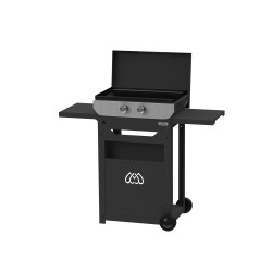 Plancha Électrique Original Fonte Emaillée 260 Duo Noire 60x40 cm + Desserte - Le Marquier