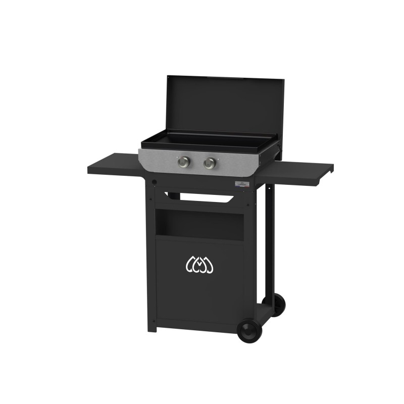 Plancha Électrique Original Fonte Emaillée 260 Duo Noire 60x40 cm + Desserte - Le Marquier