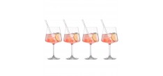 Miovino Spritz-glazen 69 cl met steel + Glazen rietjes + Borstel (4 dlg)