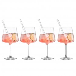 Miovino Spritz-glazen 69 cl met steel + Glazen rietjes + Borstel (4 dlg) - Schott Zwiesel