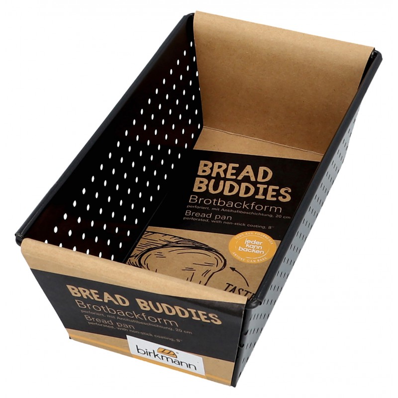 Bread Buddies Moule à Pain Perforé Acier Antiadhésif Rectangulaire 20x11,5 cm - Birkmann