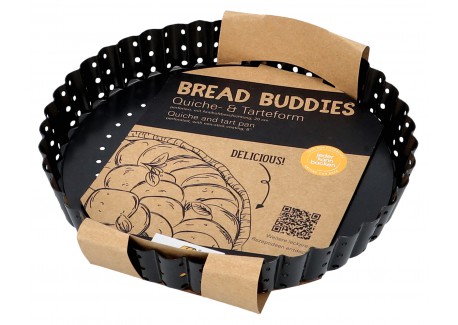 Bread Buddies Moule à Tarte Perforé Cannelé Antiadhésif Fond Amovible 20x3 cm - Birkmann