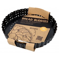 Bread Buddies Moule à Tarte Perforé Cannelé Antiadhésif Fond Amovible 20x3 cm - Birkmann