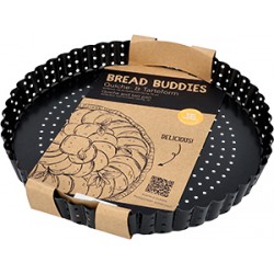 Bread Buddies Moule à Tarte Perforé Cannelé Antiadhésif Fond Amovible 25x3 cm - Birkmann
