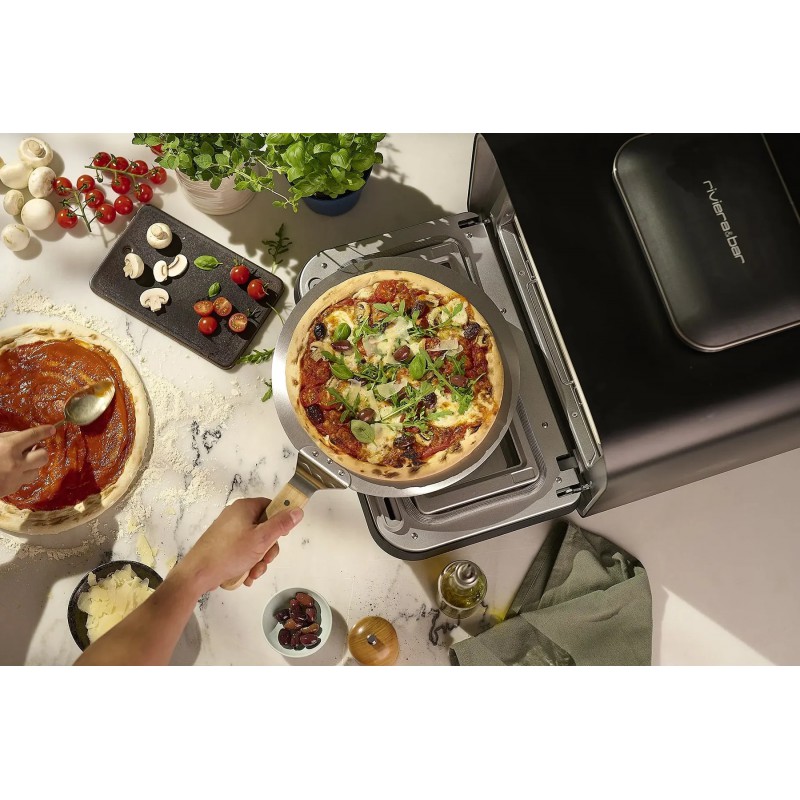 Elektrische Pizzaoven voor Binnen en Buitengebruik 400 °C Matzwart 45x50 cm - Riviera - Bar