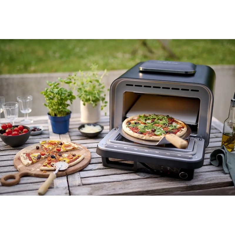 Elektrische Pizzaoven voor Binnen en Buitengebruik 400 °C Matzwart 45x50 cm - Riviera - Bar