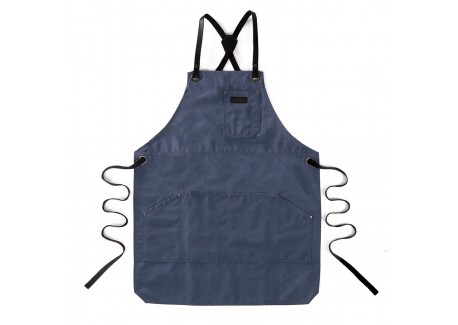 N°438 Tablier de Cuisine à Bretelles Toile Recyclée Enduite Bleu Marine  - Alaskan Maker