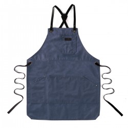 N°438 Tablier de Cuisine à Bretelles Toile Recyclée Enduite Bleu Marine  - Alaskan Maker