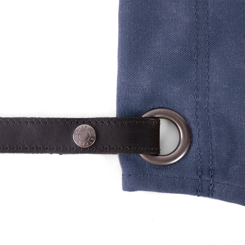 N°438 Tablier de Cuisine à Bretelles Toile Recyclée Enduite Bleu Marine  - Alaskan Maker