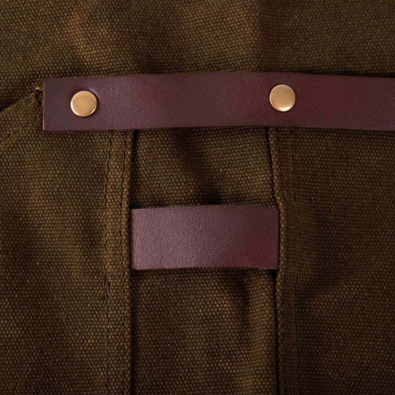 N°547 Keukenschort met Bandjes Gecoat katoenen Canvas Leer Tobaccobruin - Alaskan Maker