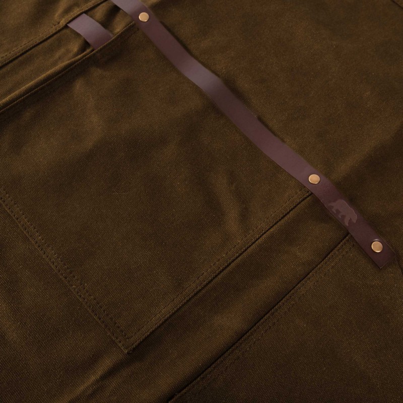 N°547 Keukenschort met Bandjes Gecoat katoenen Canvas Leer Tobaccobruin - Alaskan Maker