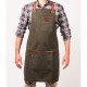 N°547 Tablier de Cuisine à Bretelles Toile Coton Enduit et Cuir Vert Olive  - Alaskan Maker