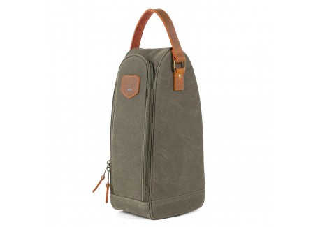 Geïsoleerde Tas voor 2 Flessen Wijn of Champagne Gecoat Canvas Kaki Groen - Alaskan Maker