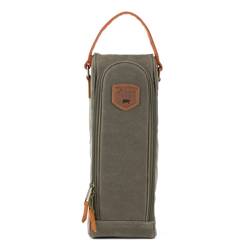 Wanderer Sac Isotherme pour 2 Bouteilles Vin ou Champagne Toile Enduite Kaki  - Alaskan Maker