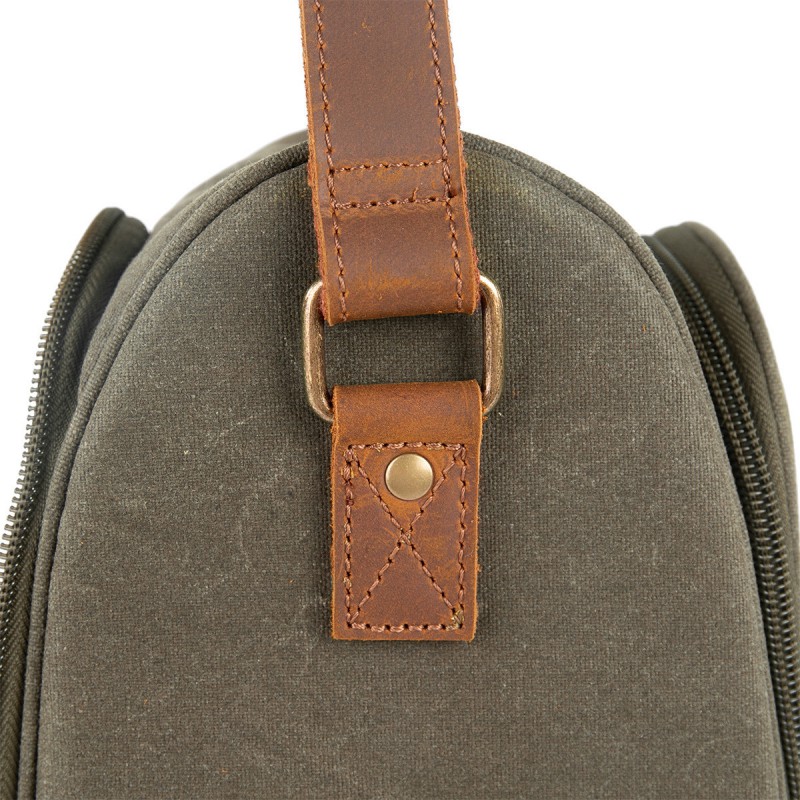 Wanderer Sac Isotherme pour 2 Bouteilles Vin ou Champagne Toile Enduite Kaki  - Alaskan Maker