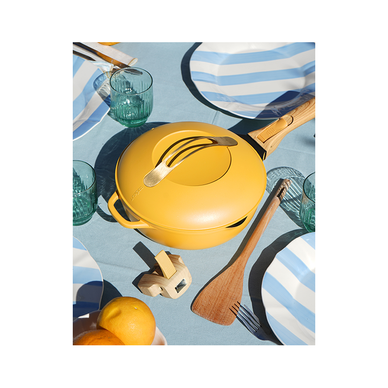 Fabuleuse Poêle Anti-Adhésive 8 en 1 24 cm Jaune Mangue 3,4L Édition Limitée  - Cookut