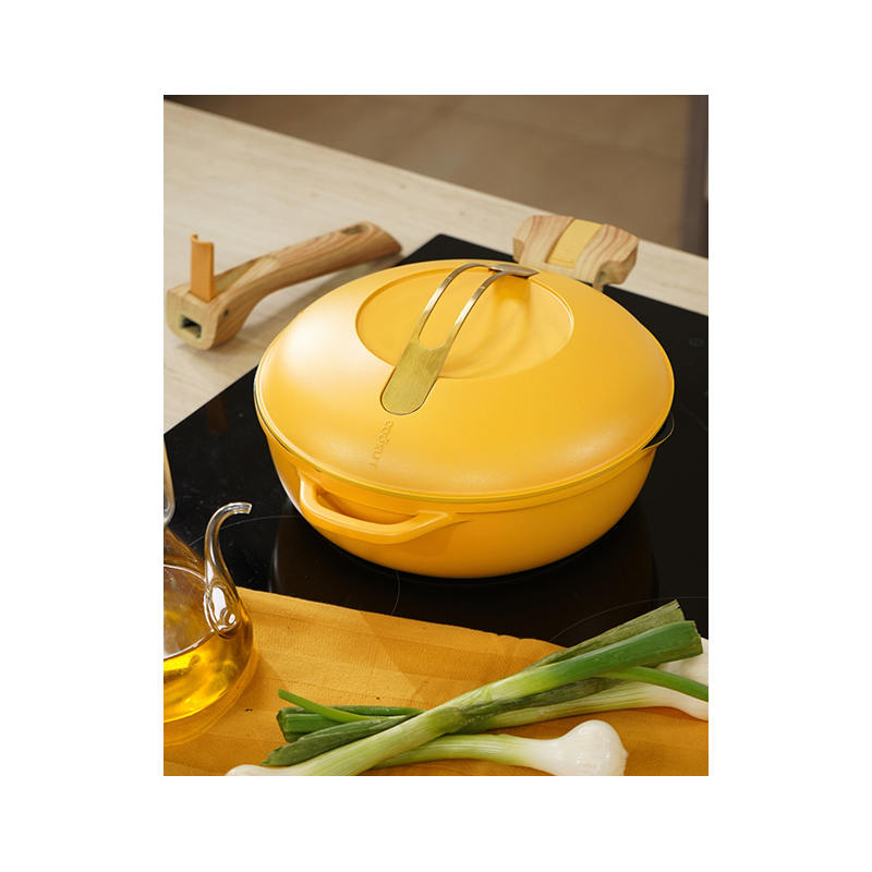 Fabuleuse Poêle Anti-Adhésive 8 en 1 28 cm Jaune Mangue 4,5L Édition Limitée  - Cookut