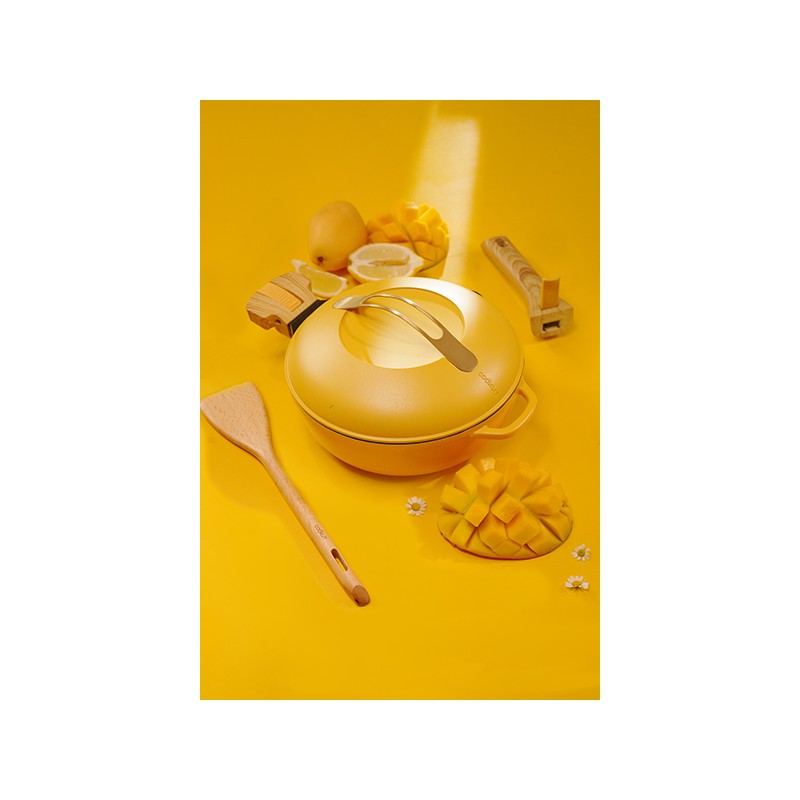Fabuleuse Poêle Anti-Adhésive 8 en 1 28 cm Jaune Mangue 4,5L Édition Limitée  - Cookut