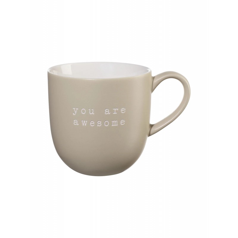 Hey Mok met Gravure You are awesome Beige Keramiek 350 ml - ASA Selection