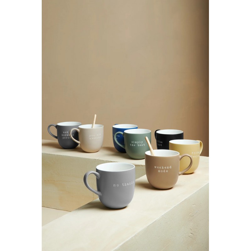 Hey Mug Message Gravé You are awesome Céramique Beige Mat 350 ml  - ASA Selection