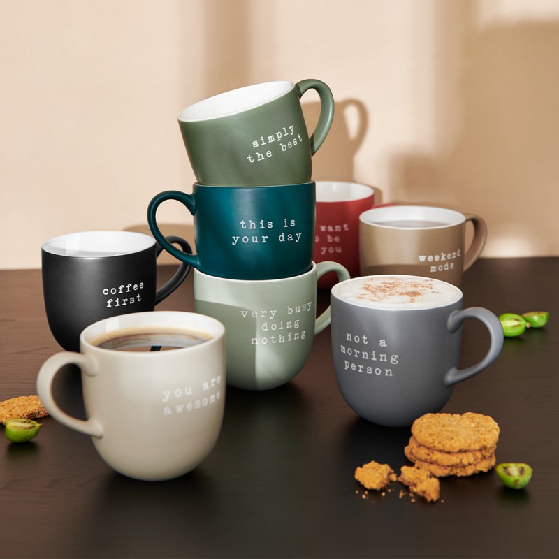 Hey Mug Message Gravé You are awesome Céramique Beige Mat 350 ml  - ASA Selection