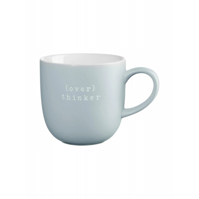 Hey Mug Message Gravé Over thinker Céramique Bleu Clair Mat 350 ml  - ASA Selection