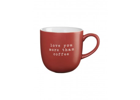 Hey Mok met Gravure Love you more than coffee Keramiek Rood 350 ml - ASA Selection