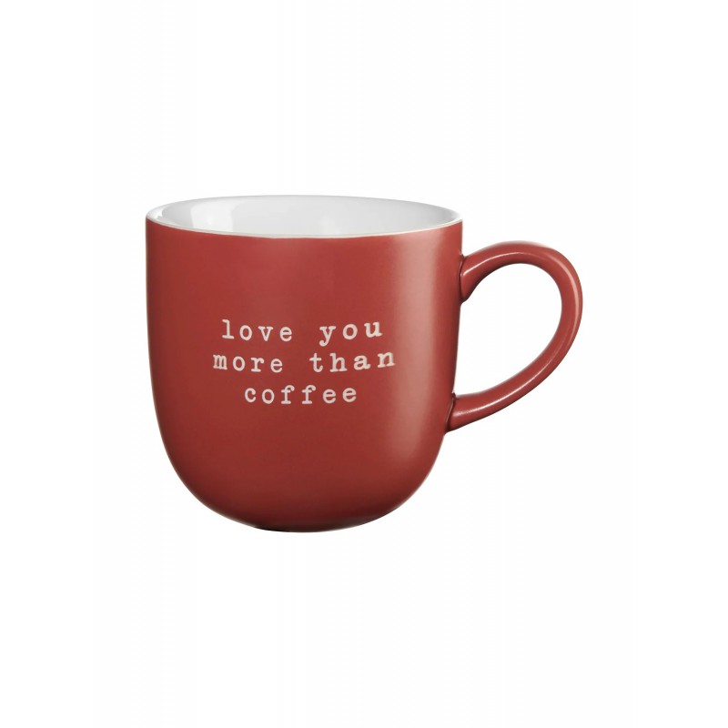 Hey Mug Message Gravé Love you more than coffee Céramique Rouge 350 ml  - ASA Selection