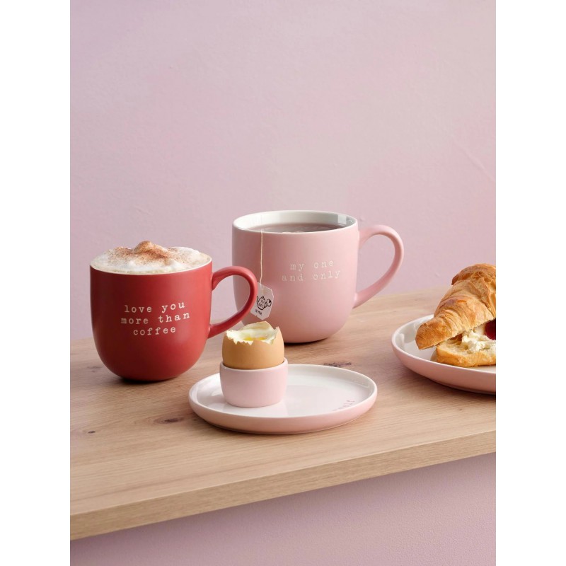 Hey Mug Message Gravé Love you more than coffee Céramique Rouge 350 ml  - ASA Selection