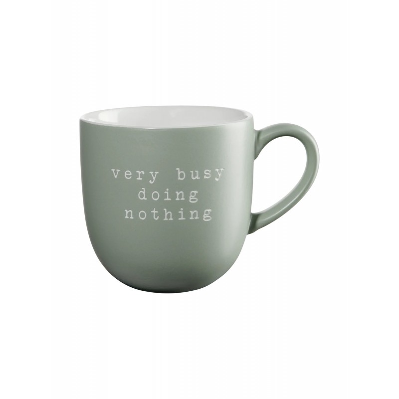 Hey Mug Message Gravé Very busy doing nothing Céramique Vert Mat 350 ml  - ASA Selection