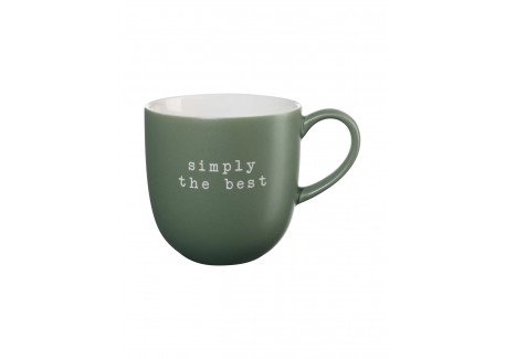 Hey Mug Message Gravé Simply the best Céramique Vert Foncé Mat 350 ml  - ASA Selection