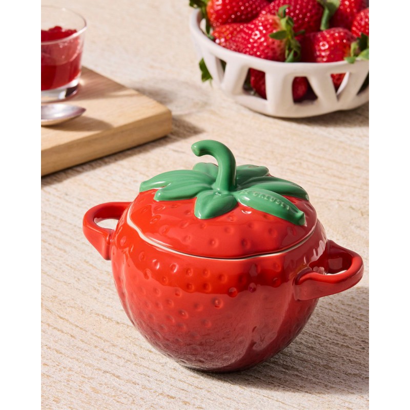 Aarbei Rond Mini Stoofpotje 58 cl Rood en Groen - Le Creuset