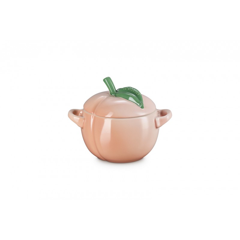 Pêche Mini Cocotte en Céramique Ronde 58 cl Corail Pastel et Vert  - Le Creuset