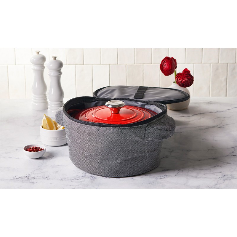 Sac de Transport pour Cocotte Ronde avec Poignées Gris Chiné 38 cm  - Le Creuset