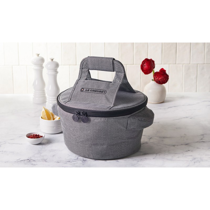 Sac de Transport pour Cocotte Ronde avec Poignées Gris Chiné 38 cm  - Le Creuset