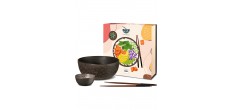 Mangosteen Set Kom en Mini-kom voor Poké Bowl Bruin + Houten Eetstokje