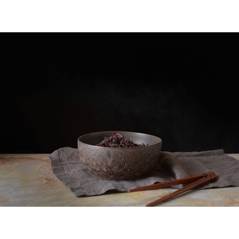 Mangosteen Coffret Bol et Mini Bol pour Poké Bowl Grès Brun + Baguettes Bois  - ASA Selection