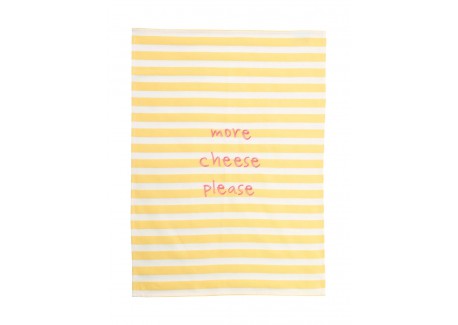 Katoenen Keukendoek More Cheese Please Gestreept Geel en Wit 50x70 cm - ASA Selection
