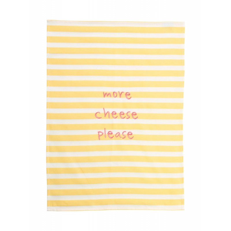 Torchon en Coton More Cheese Please Ligné Jaune et Blanc 50x70 cm  - ASA Selection
