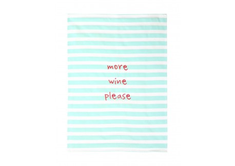 Katoenen Keukendoek More Wine Please Gestreept Turkoois en Wit 50x70 cm - ASA Selection