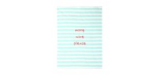 Katoenen Keukendoek More Wine Please Gestreept Turkoois en Wit 50x70 cm