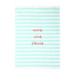 Katoenen Keukendoek More Wine Please Gestreept Turkoois en Wit 50x70 cm - ASA Selection