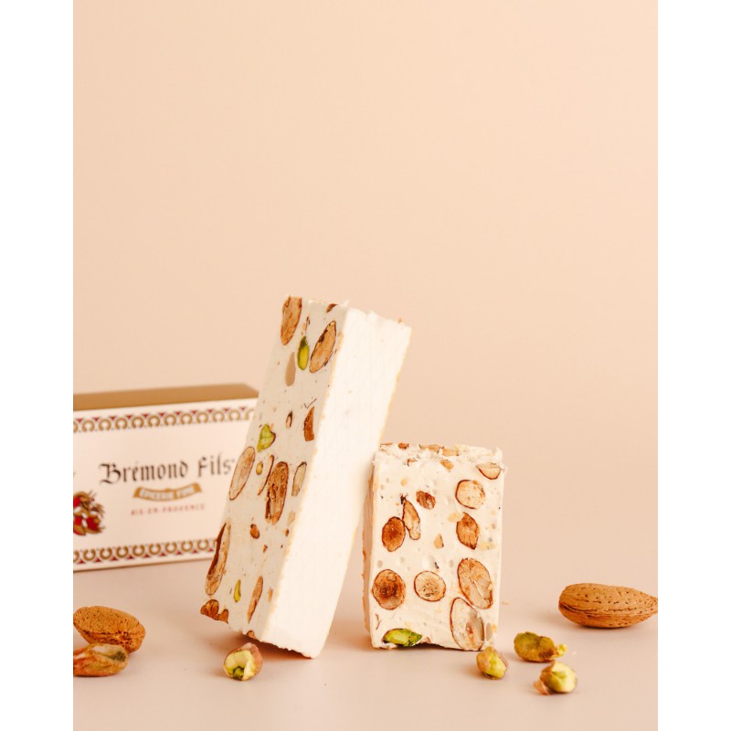 Nougats Tendres de Provence Blanc et Noir aux Amandes 180 g  - Maison Brémond