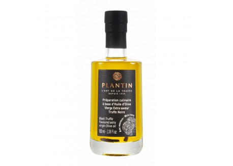 Huile d'Olive Extra Vierge Aromatisée Truffe Noire avec Morceaux 100 ml - Plantin